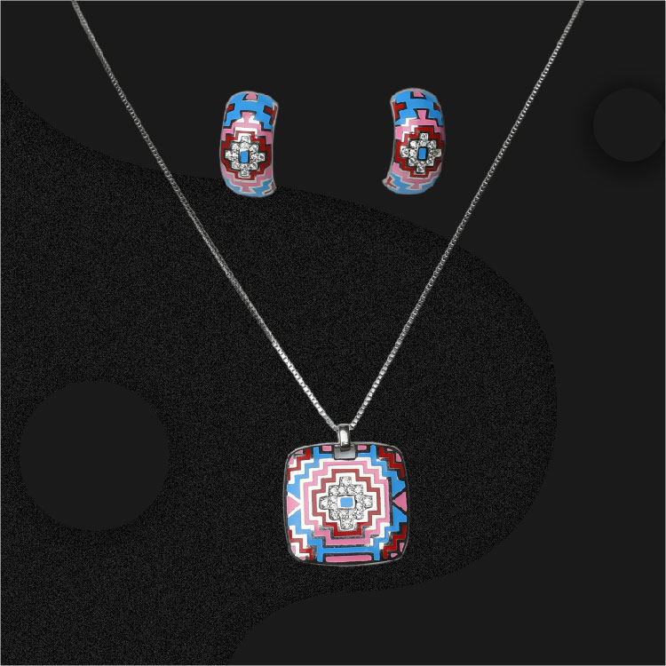 Classic Colorful Pendant Set-Sky-Maroon-PS04