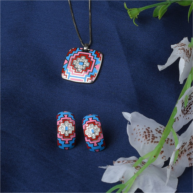 Classic Colorful Pendant Set-Sky-Maroon-PS04