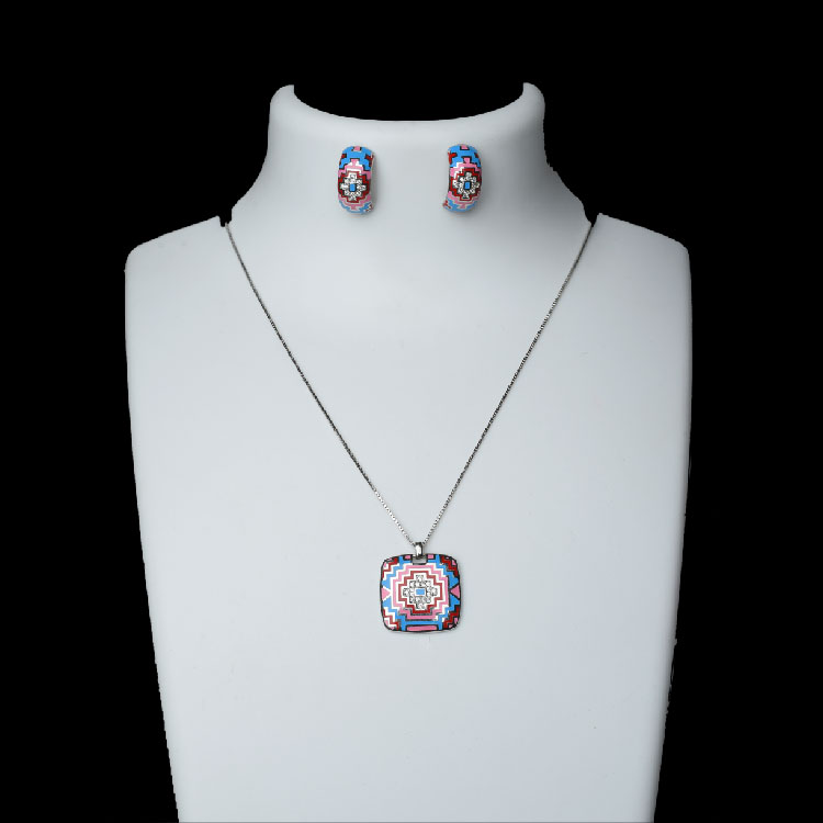 Classic Colorful Pendant Set-Sky-Maroon-PS04