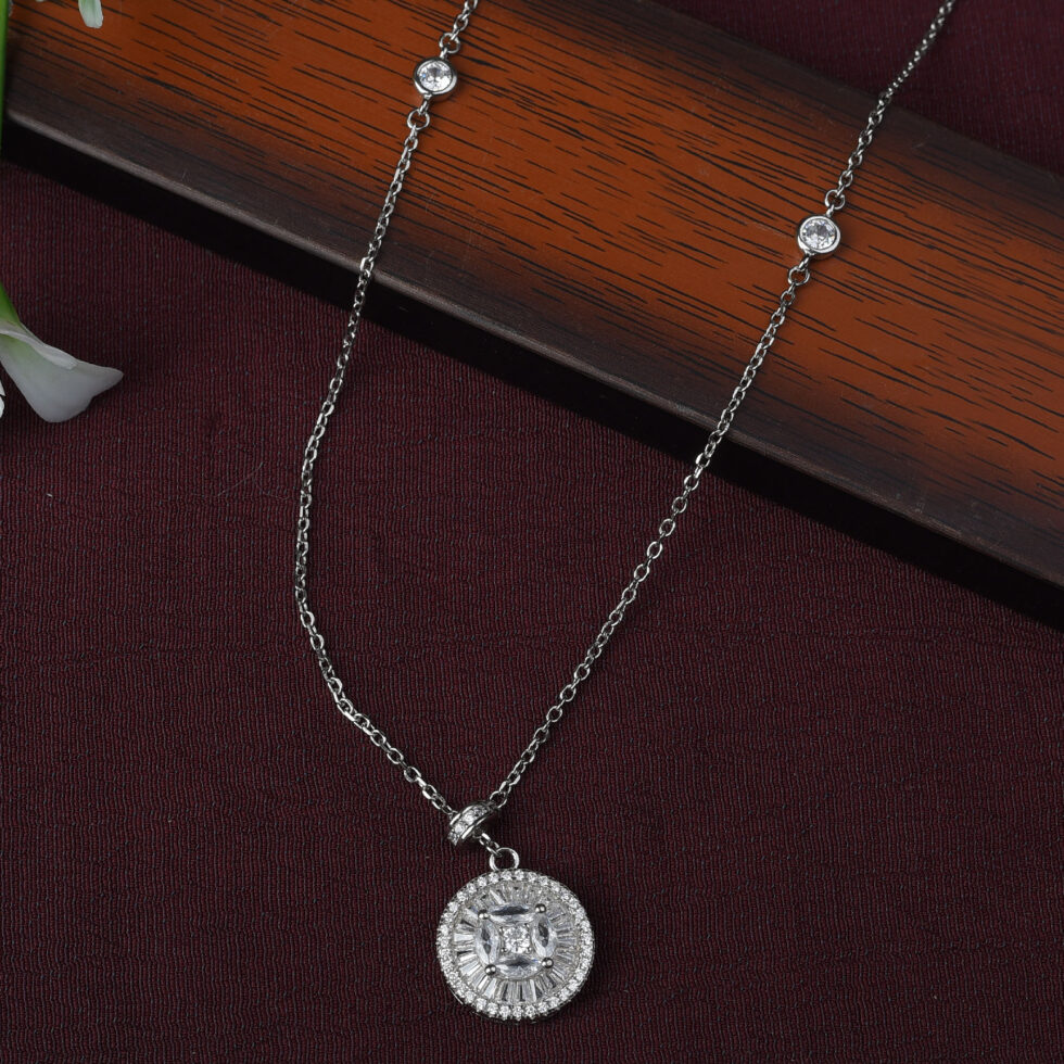 Diamond Filled Circular Pendant Necklace - NP13