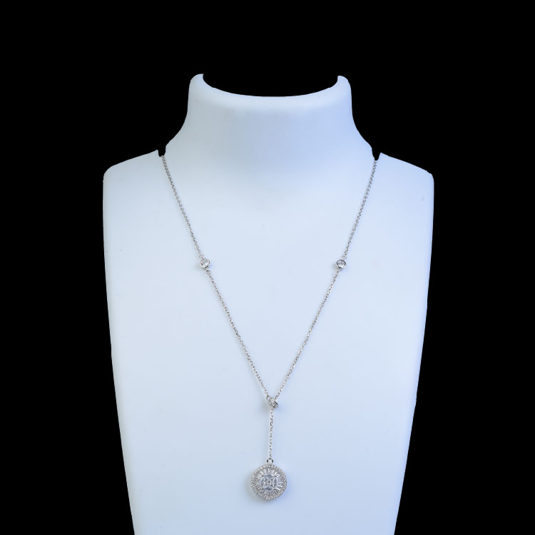 Diamond Filled Circular Pendant Necklace - NP13