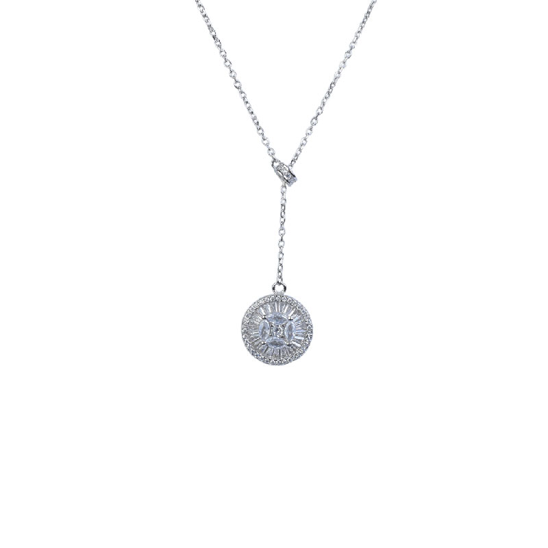 Diamond Filled Circular Pendant Necklace - NP13