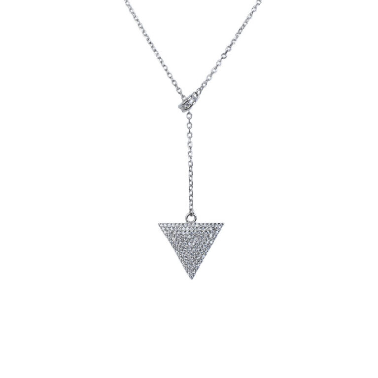 Diamond Filled Triangular Pendant Necklace - NP12