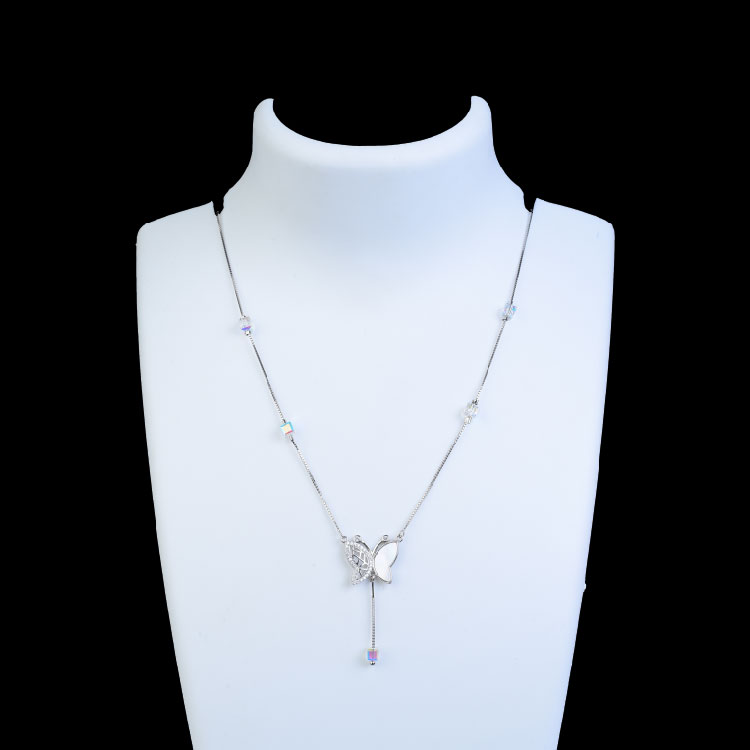 Diamond Pearl Wings Butterfly Necklace - NP07