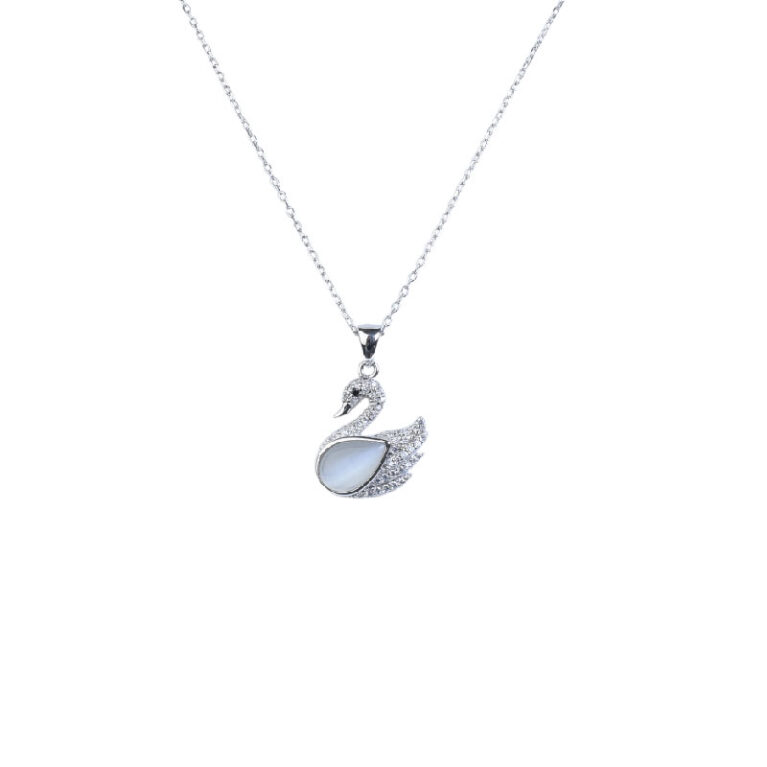Diamond Plated Silver Swan Pendant - NP03