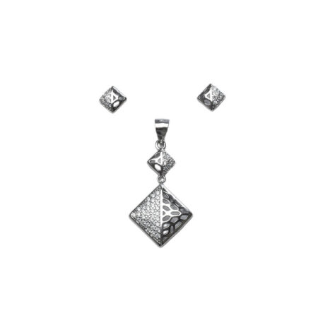 New Style Rhombus with Cuts Dropped Pendant Set - PS15