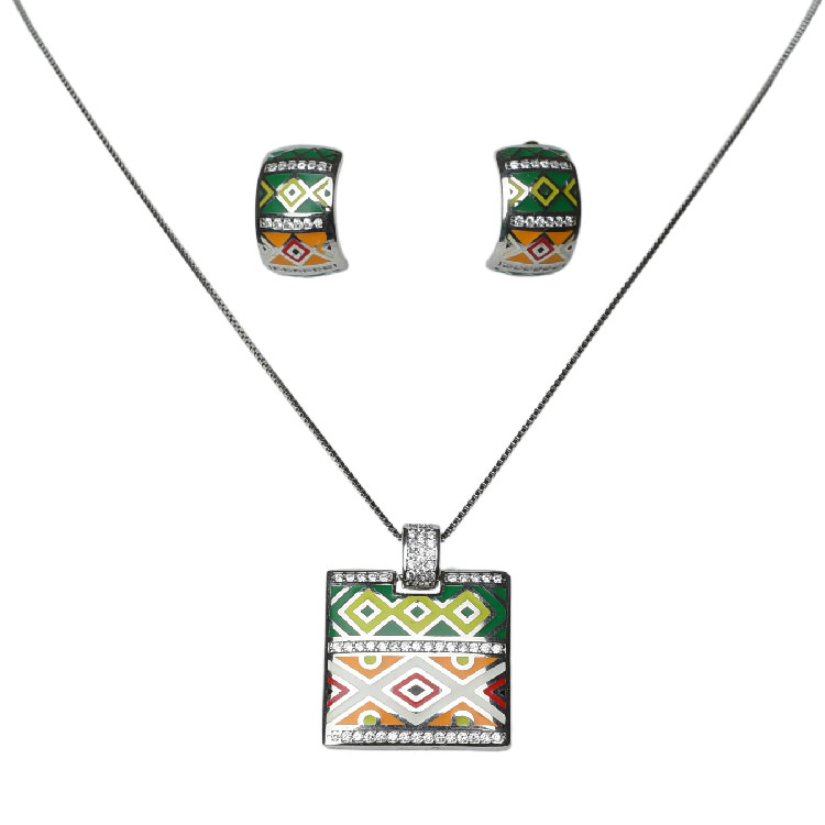 Trendy Ethnic Multicolor Pendant Set - PS03