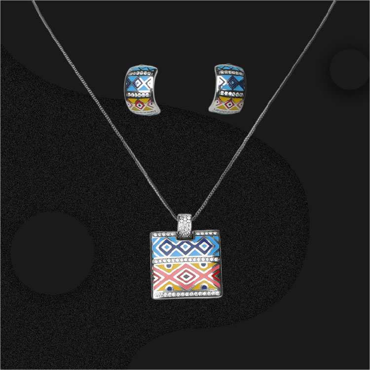 Trendy Ethnic Multicolor Pendant Set - PS08