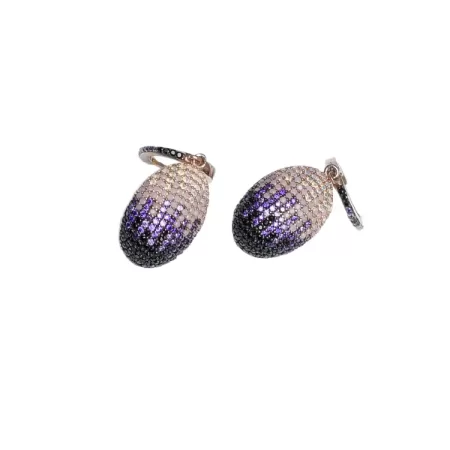 Amethyst and pink zircon diamond Single Drop Earrings - ER03