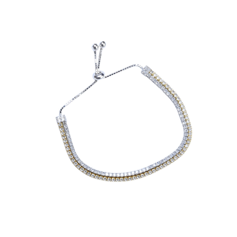 Double Layer Silver Gold Chain Stylist Bracelet - BR02