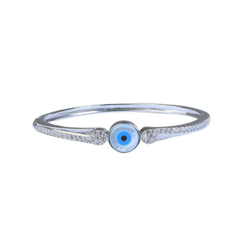 Evil Eye openable Solid Silver Bangle Bracelet - BR05