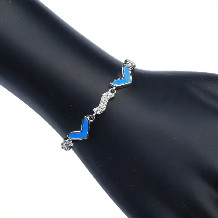Light weight V heart shape luxury Silver Bracelet - BR01