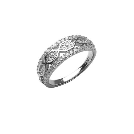 Round Dimond Eternity Wedding Band Silver Ring - RG04