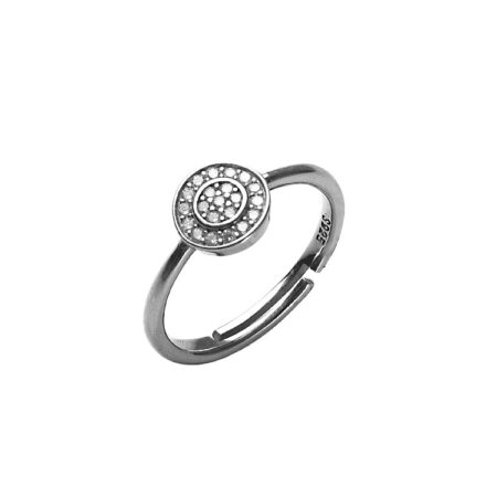 Silver Circular Diamonds pattern Adjustable Ring - RG28