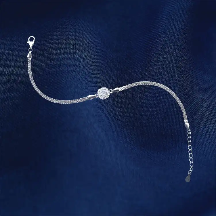 Sterling Silver Double layer Adjustable Bracelet - BR04