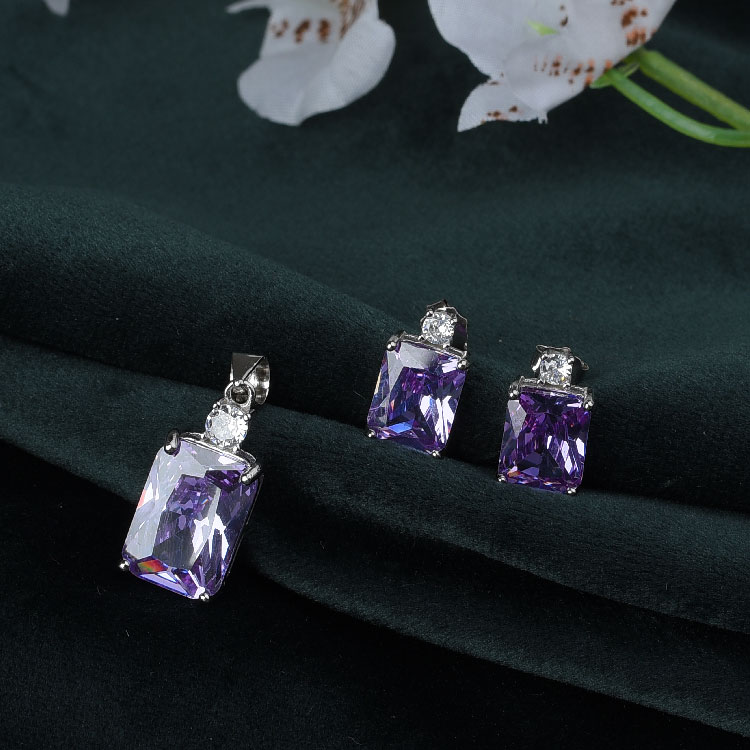 PURPLE Rectangle Pendant set-PS27