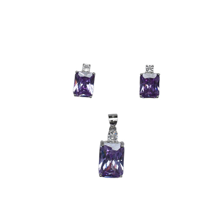 PURPLE Rectangle Pendant set-PS27