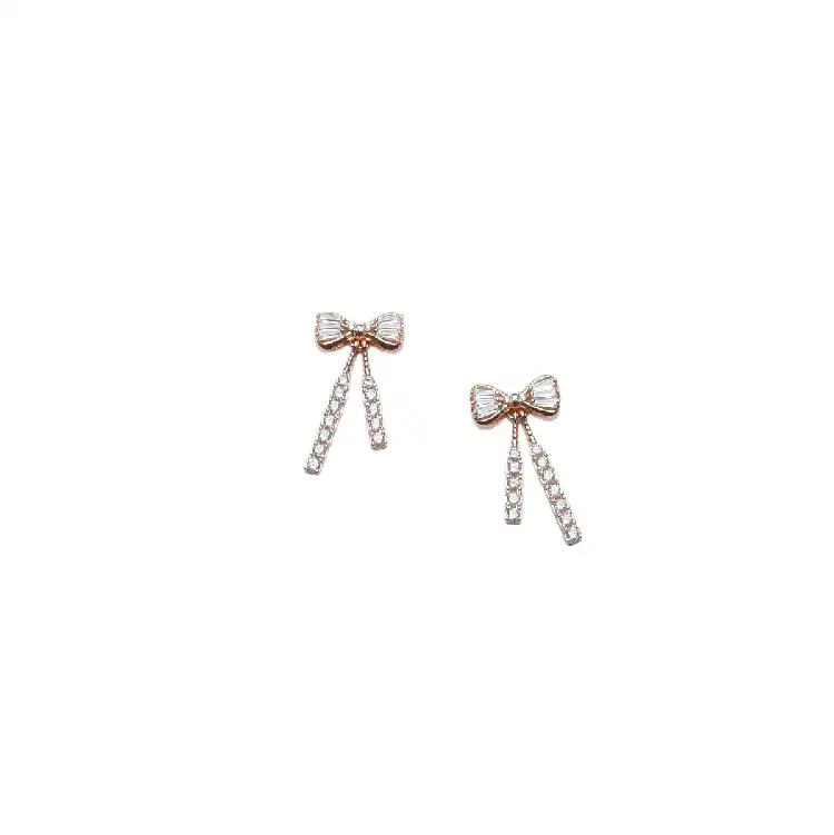 Rose Gold bow dangler earrings-ER45