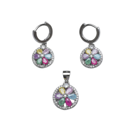 Round multi color pendent set-PS31